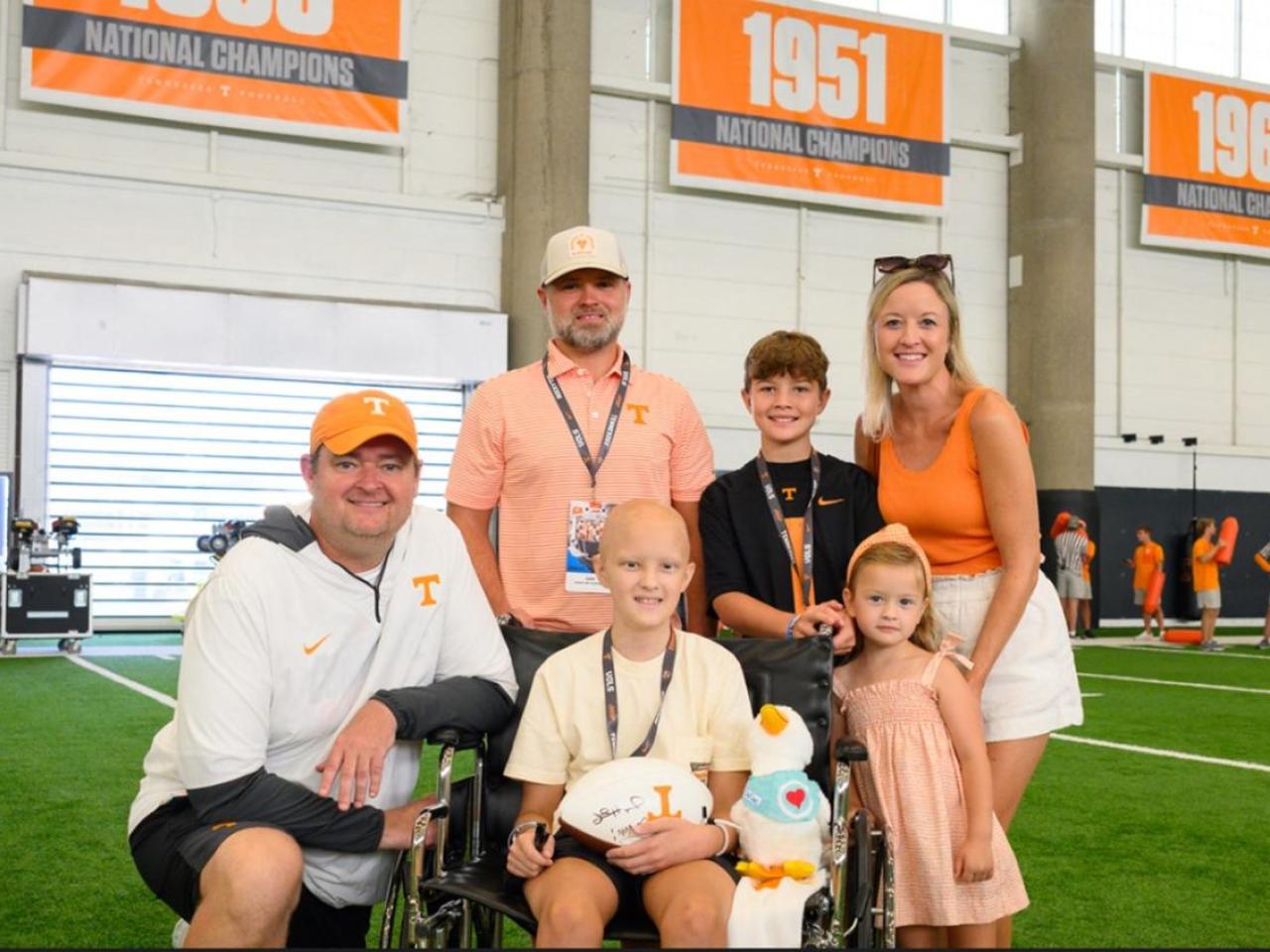 Young patient inspires the Tennessee Volunteers ahead of Aflac Kickoff Game.