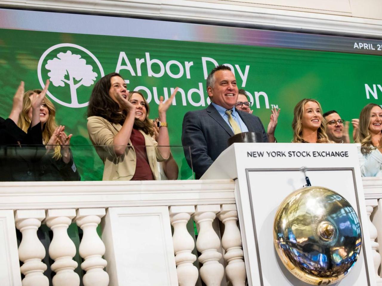 Arbor Day Foundation CEO Dan Lambe rings New York Stock Exchange Opening Bell on Arbor Day. Photo courtesy of New York Stock Exchange. 