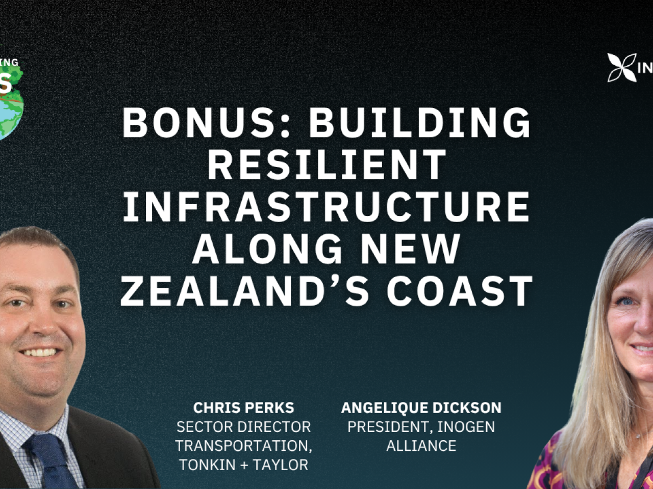 Podcast title with headshots of guest speakers