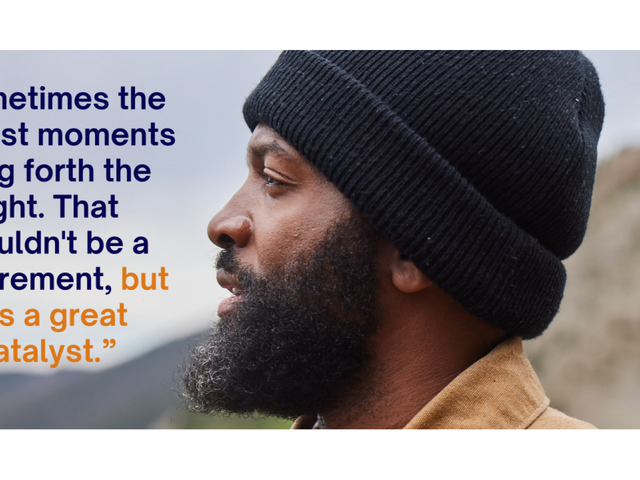 Photo of Baratunde Thurston, podcast interviewee, with a quote