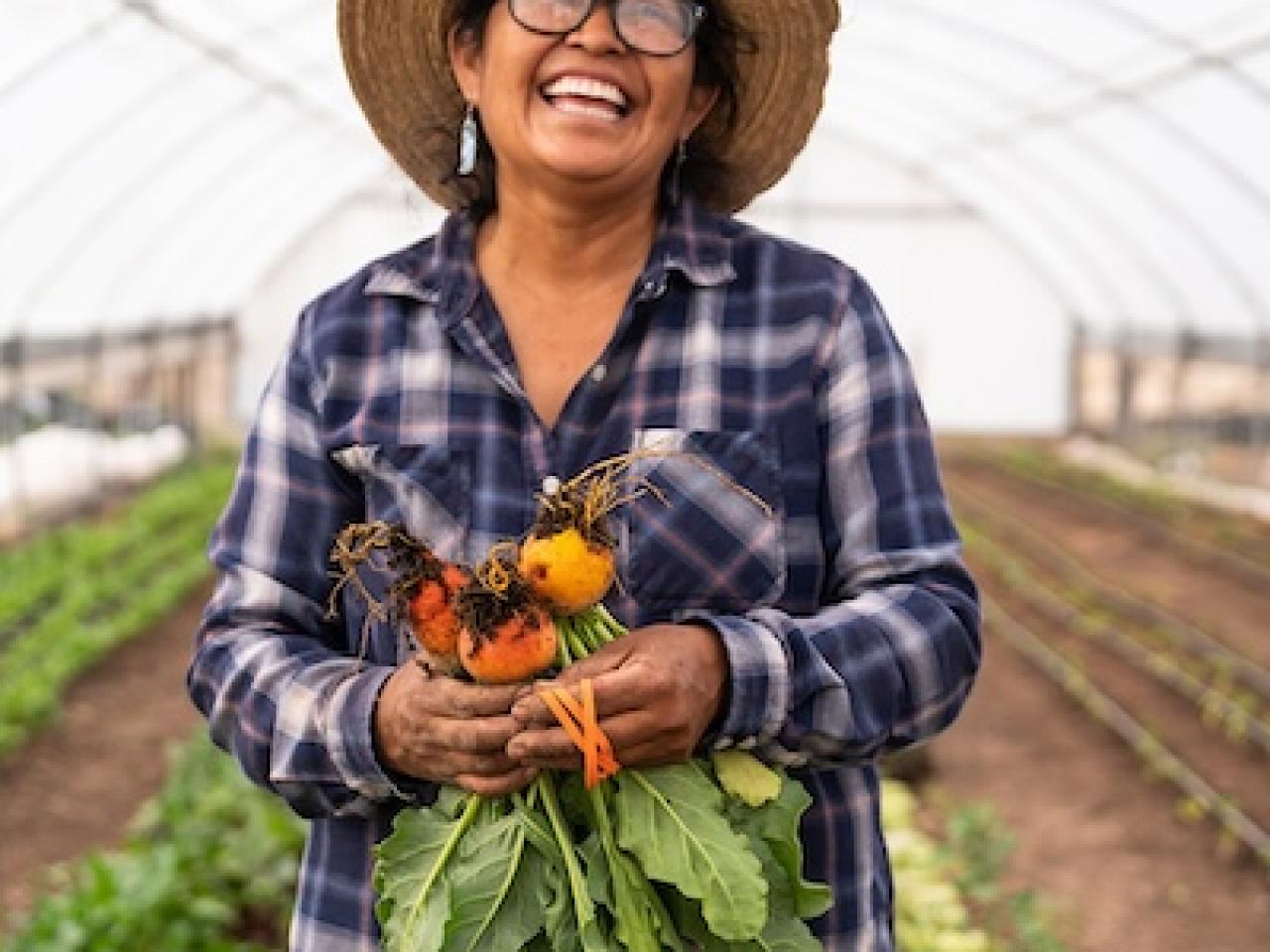 Cherilyn Yazzi shown on her farm.