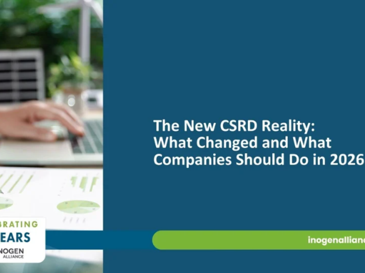 Banner with blog title text and photo of someone working at a desk