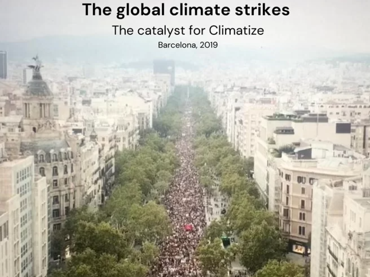 Aerial Photography of the 2019 Global Climate strike in Barcelona, Spain