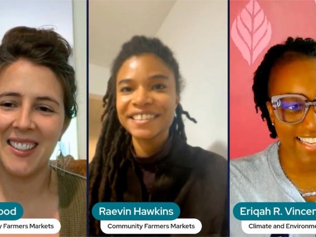 Photos of interview participants, Casey Hood, Raevin Hawkins and Eriqah Vincent