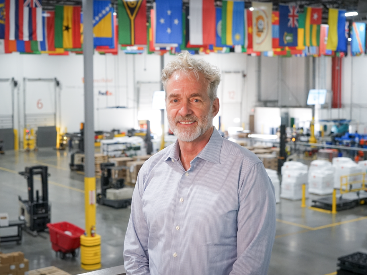 Craig Redmond, Direct Relief's Chief Operating Officer, is pictured in the organization's warehouse on Dec. 15, 2025. Before joining Direct Relief, Craig was the CEO for Relief International, a primary health care focused organization. (Lara Cooper/Direct Relief)