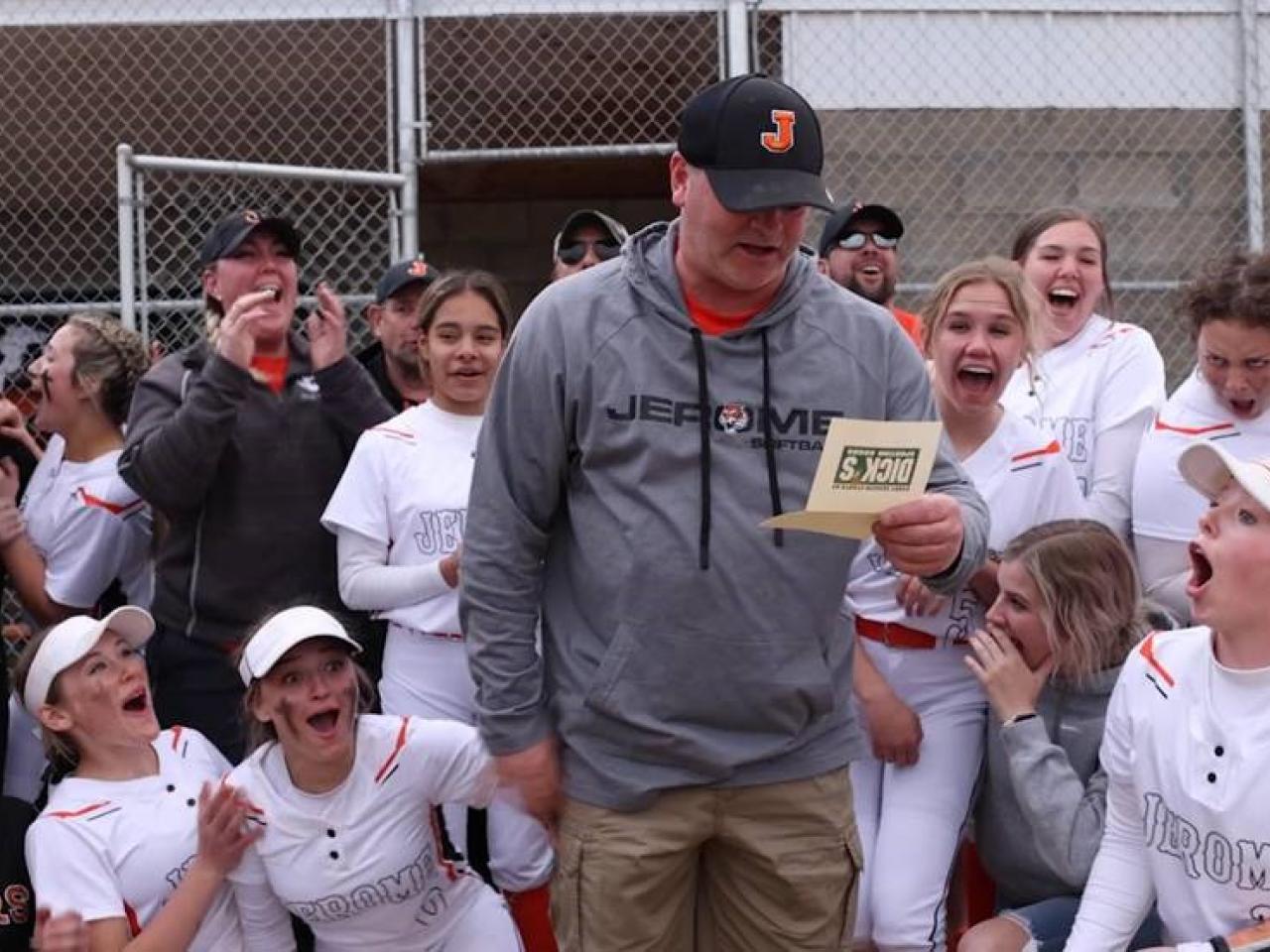 Jerome High School GIrls Softball team and coach Lyle Hudelson