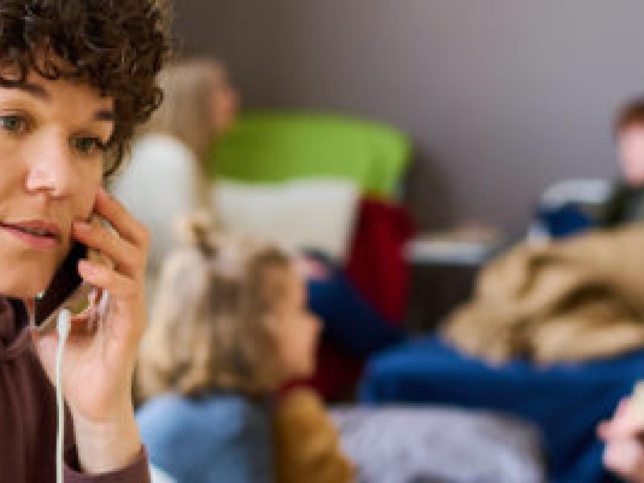 Person speaking on a phone