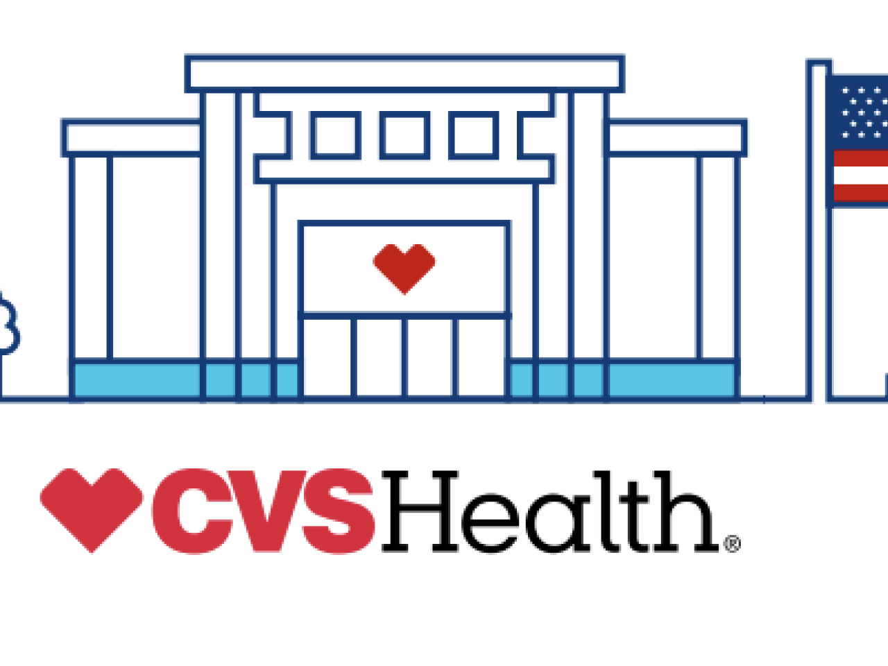 CVS Health facility with an American flag.