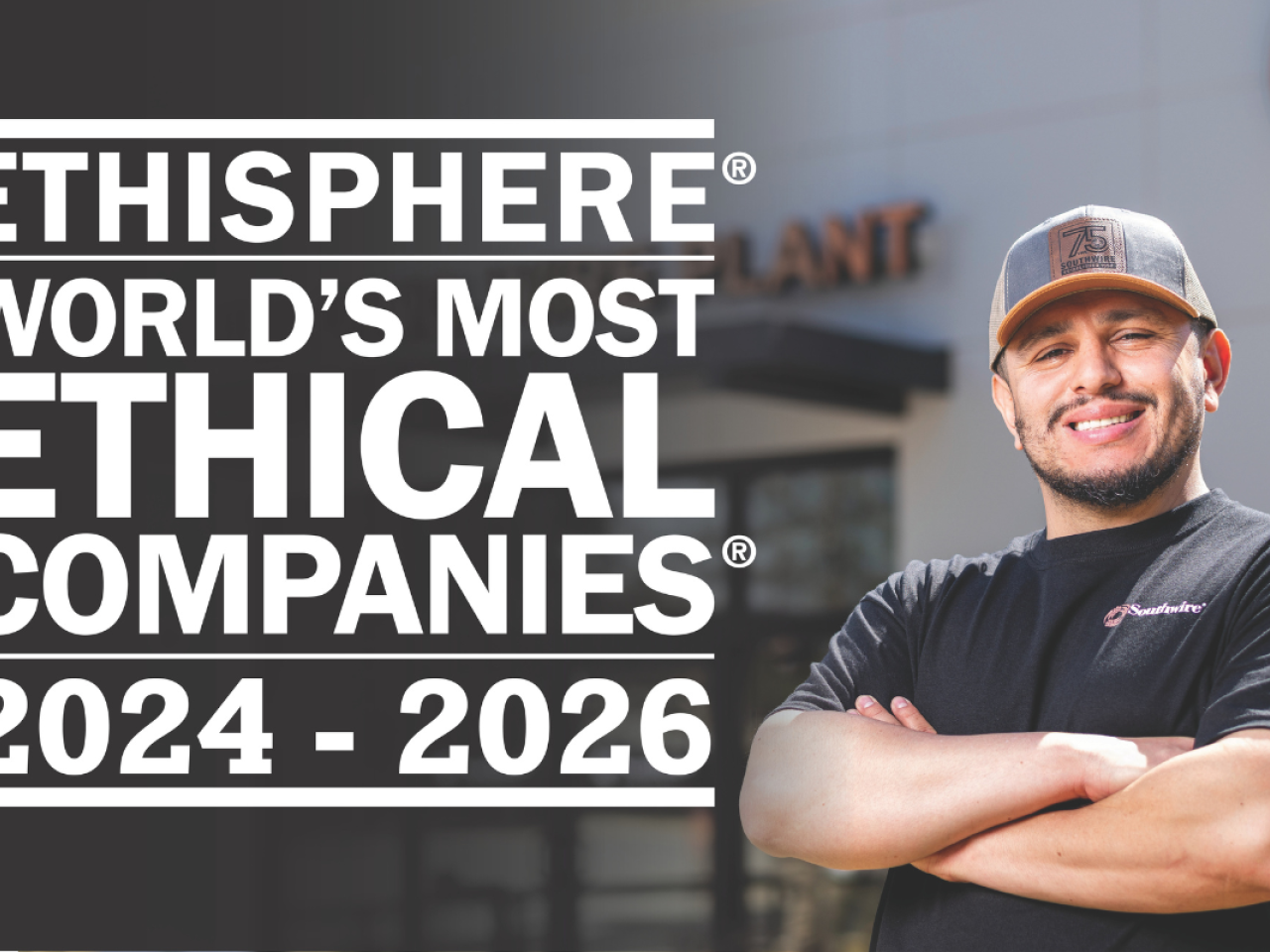 Photo of Southwire team member with logo: Ethisphere's World's Most Ethical Companies 2024 - 2026