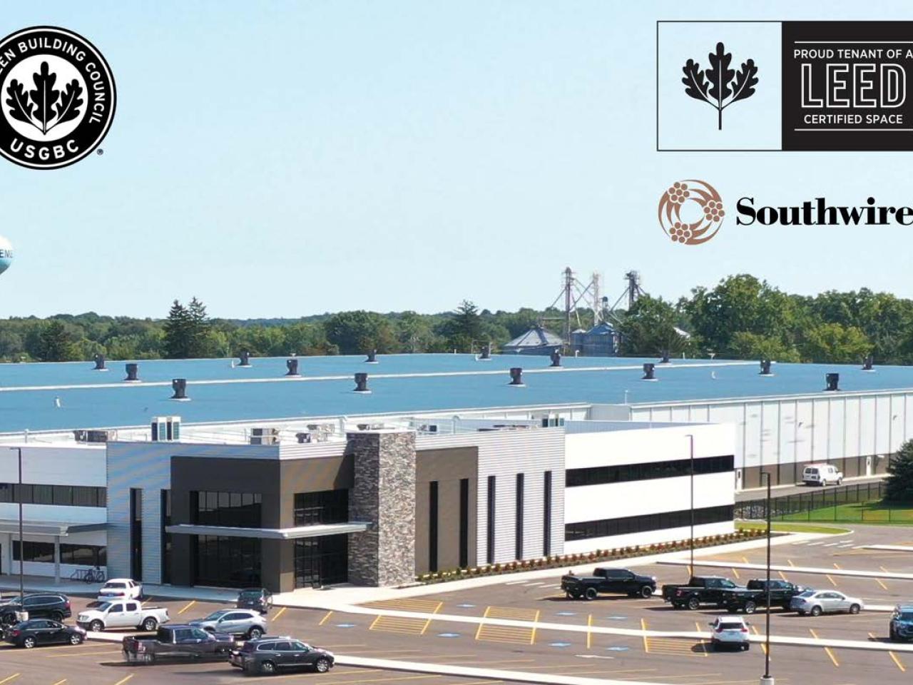 Photo of Southwire Bremen Industrial Plant campus with LEED logo