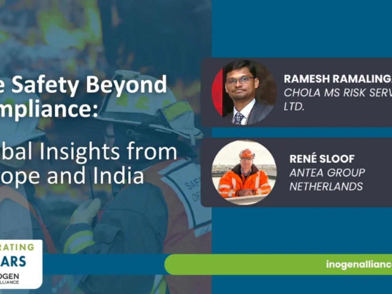Blog title with expert profiles, fire safety site as background image