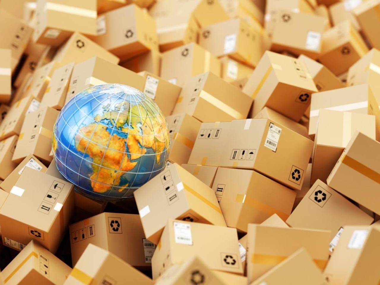 Globe sitting in a sea of packages
