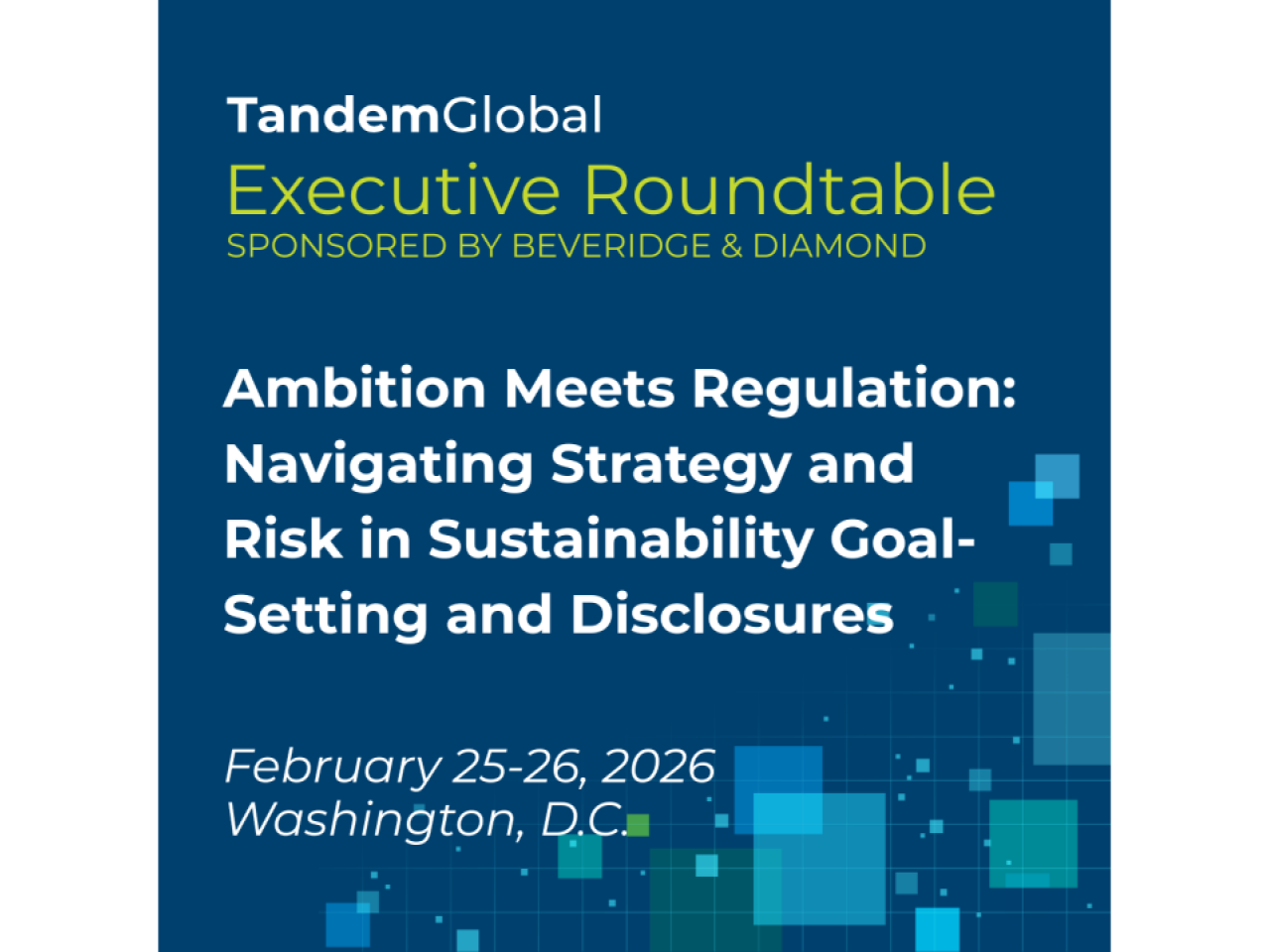 Tandem Global Releases Executive Roundtable Summary on Navigating Strategy and Risk in Sustainability Goal-Setting and Disclosures