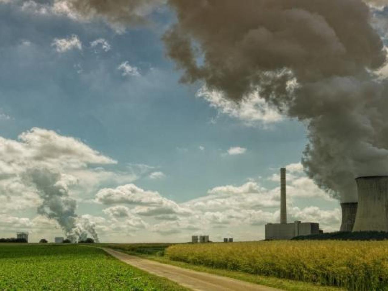 Landscape view of nuclear energy plant