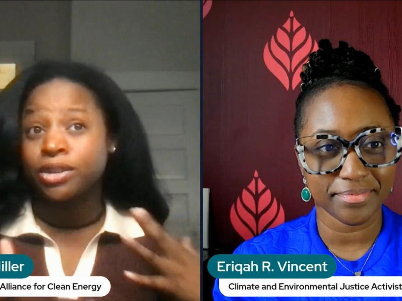 Janet Miller and Eriqah Vincent discuss electric vehicles and equity