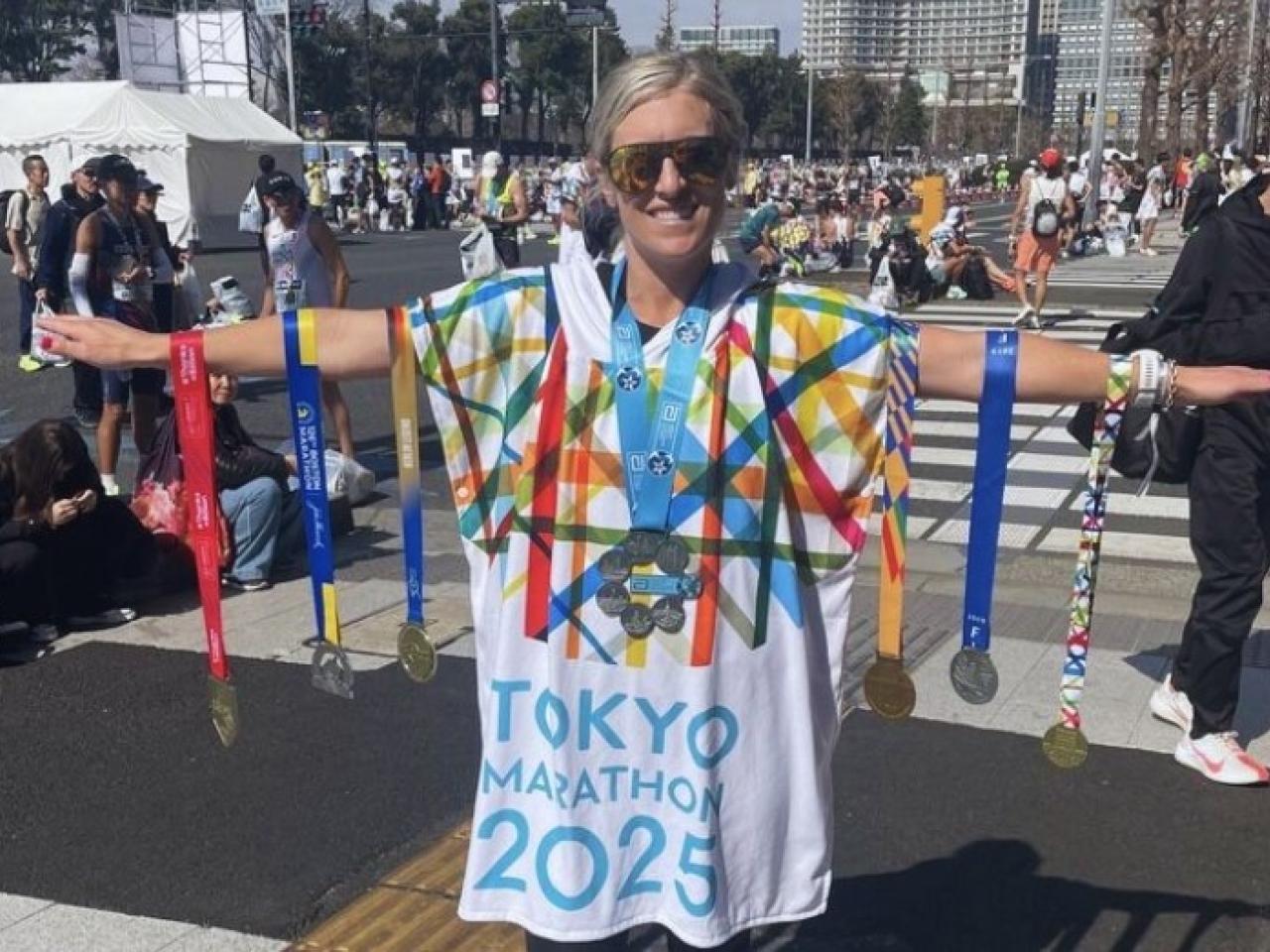 Jessica Gillman with her Six Star Medal and medals from six WMM.