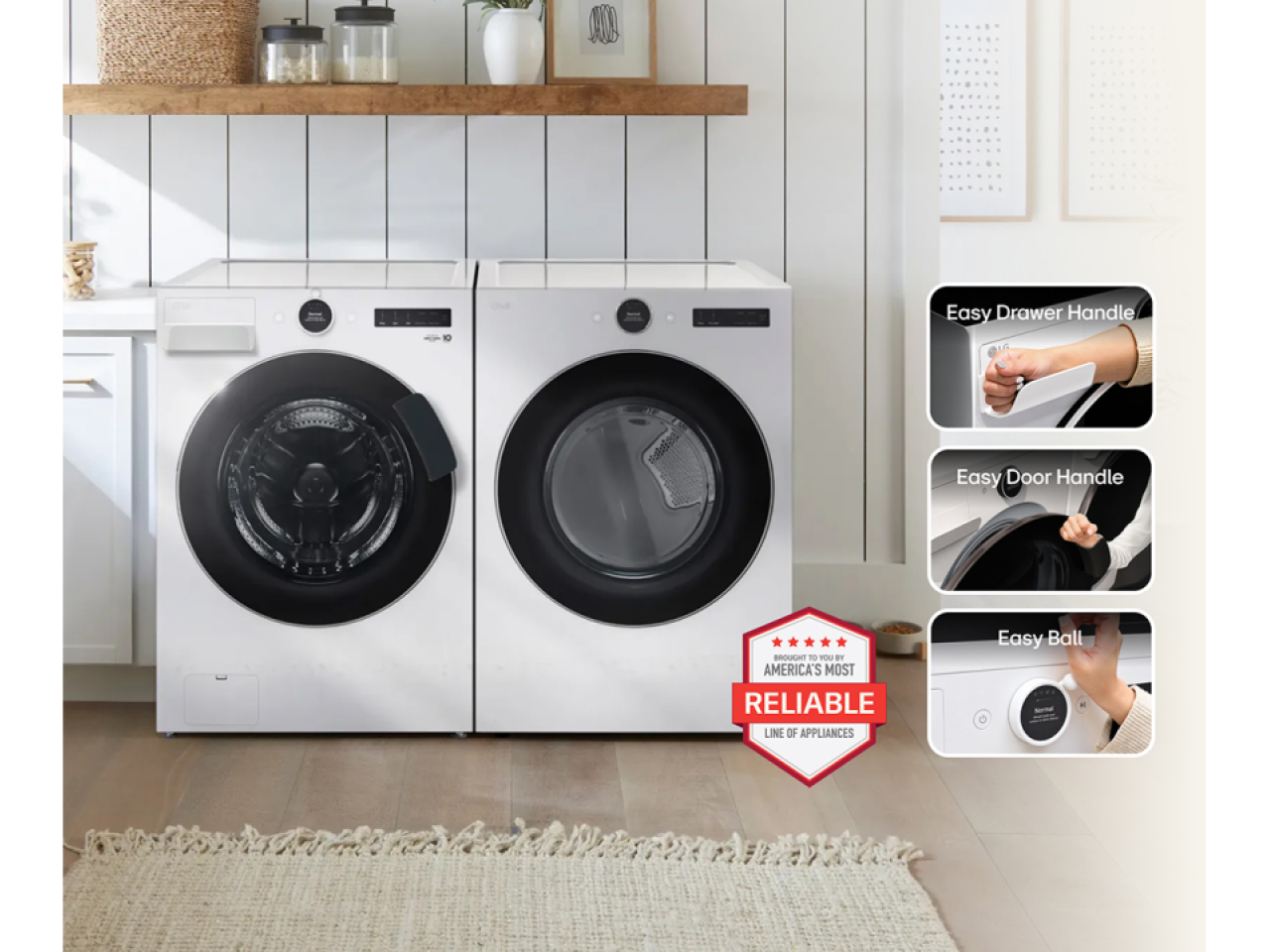 LG Comfort Kit accessories on washer and dryer
