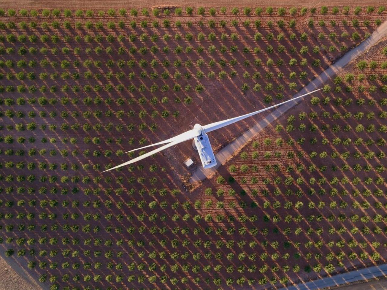 aerial image wind turbine 