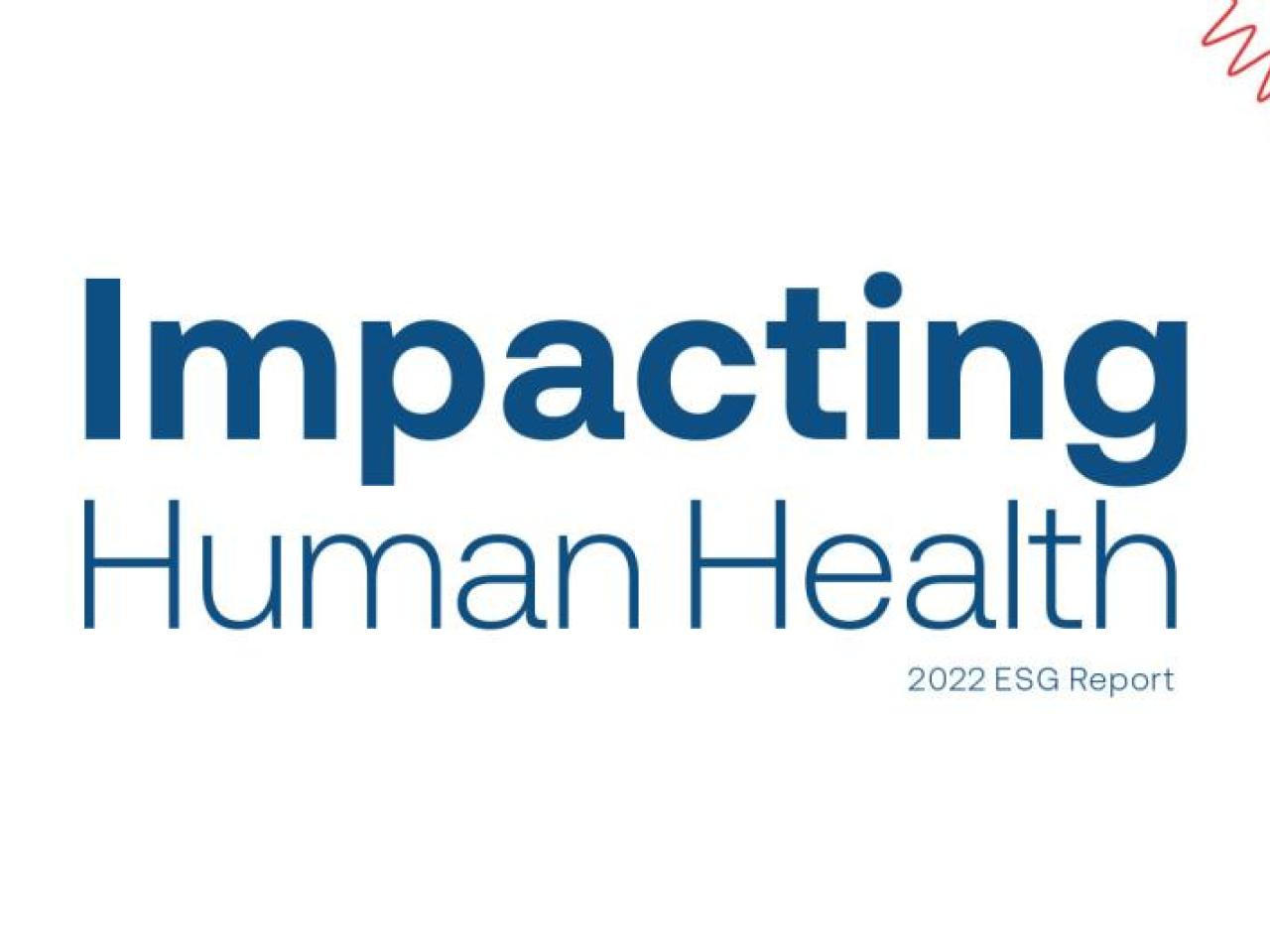 Moderna's report covering, which reads, "Impacting Human Health: 2022 ESG Report"