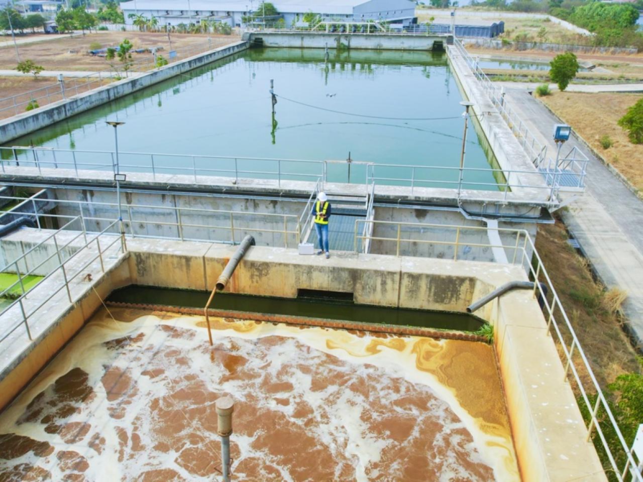 Aerial view of a water treatment center