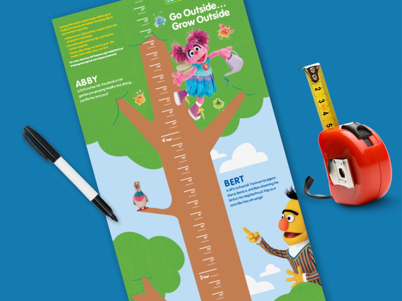 Height chart with Sesame Street characters