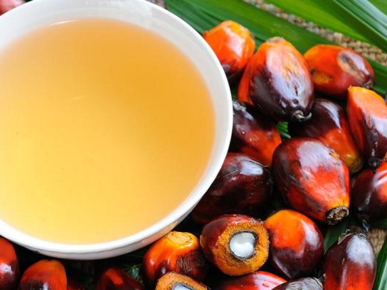 Palm oil on a palm leaf