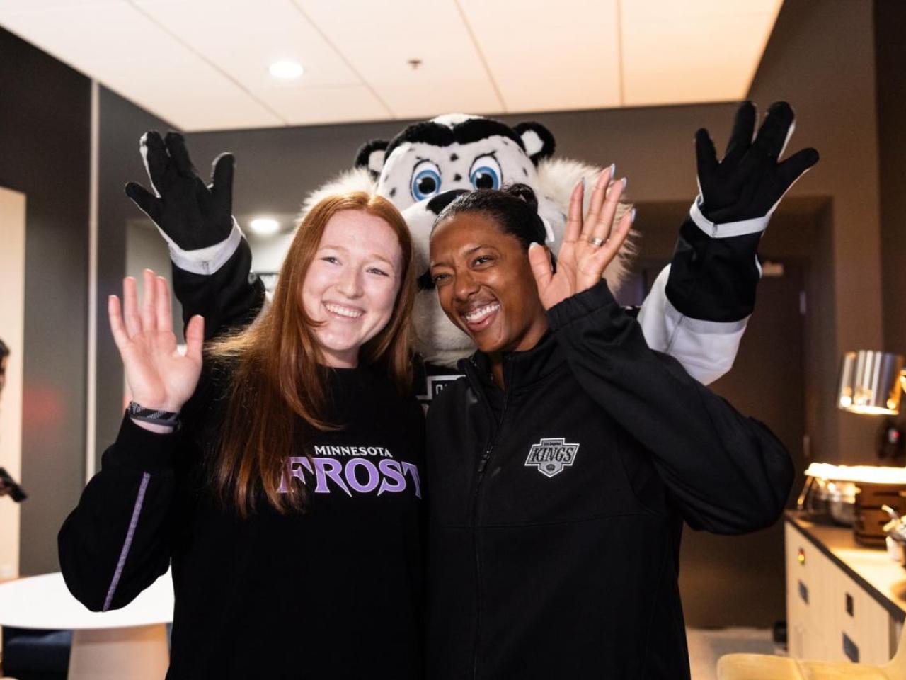 Minnesota Frost forward Dominique Petrie and LA Kings NHL Scout Blake Bolden