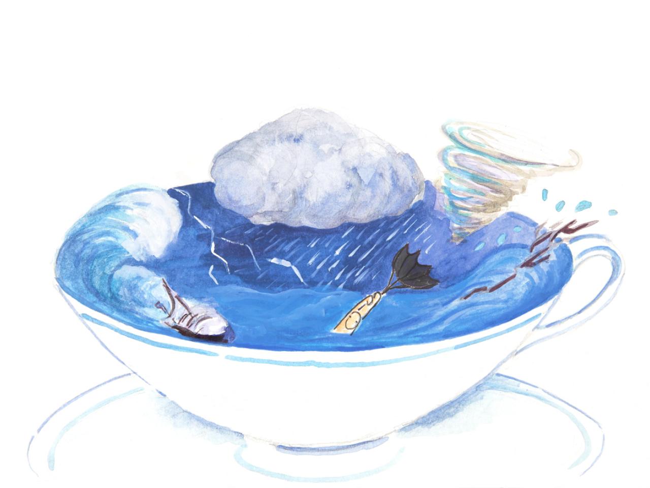 Teacup with polar vortex inside