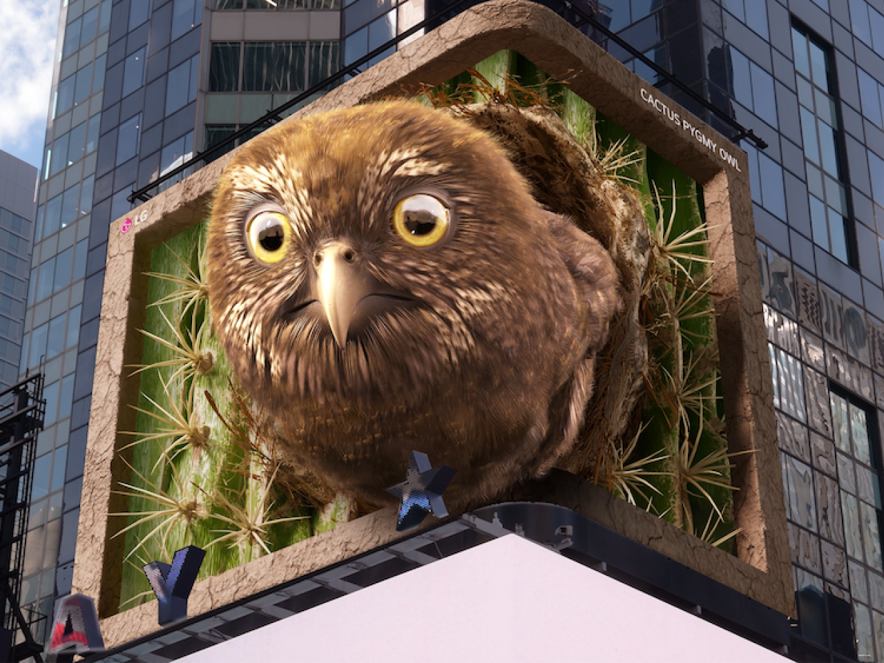 pygmy owl on large screen