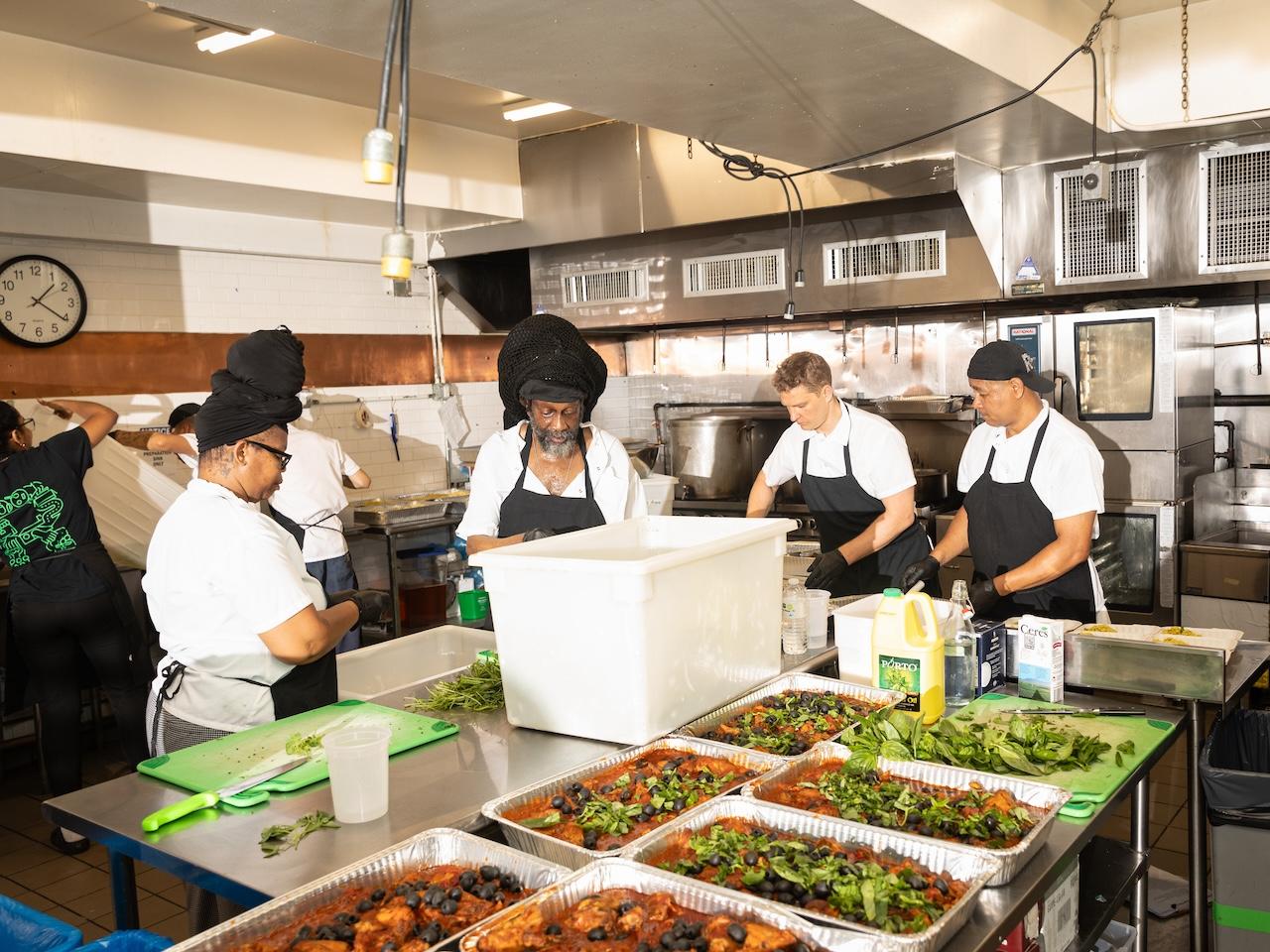 Food being prepared by Rethink Food chefs.
