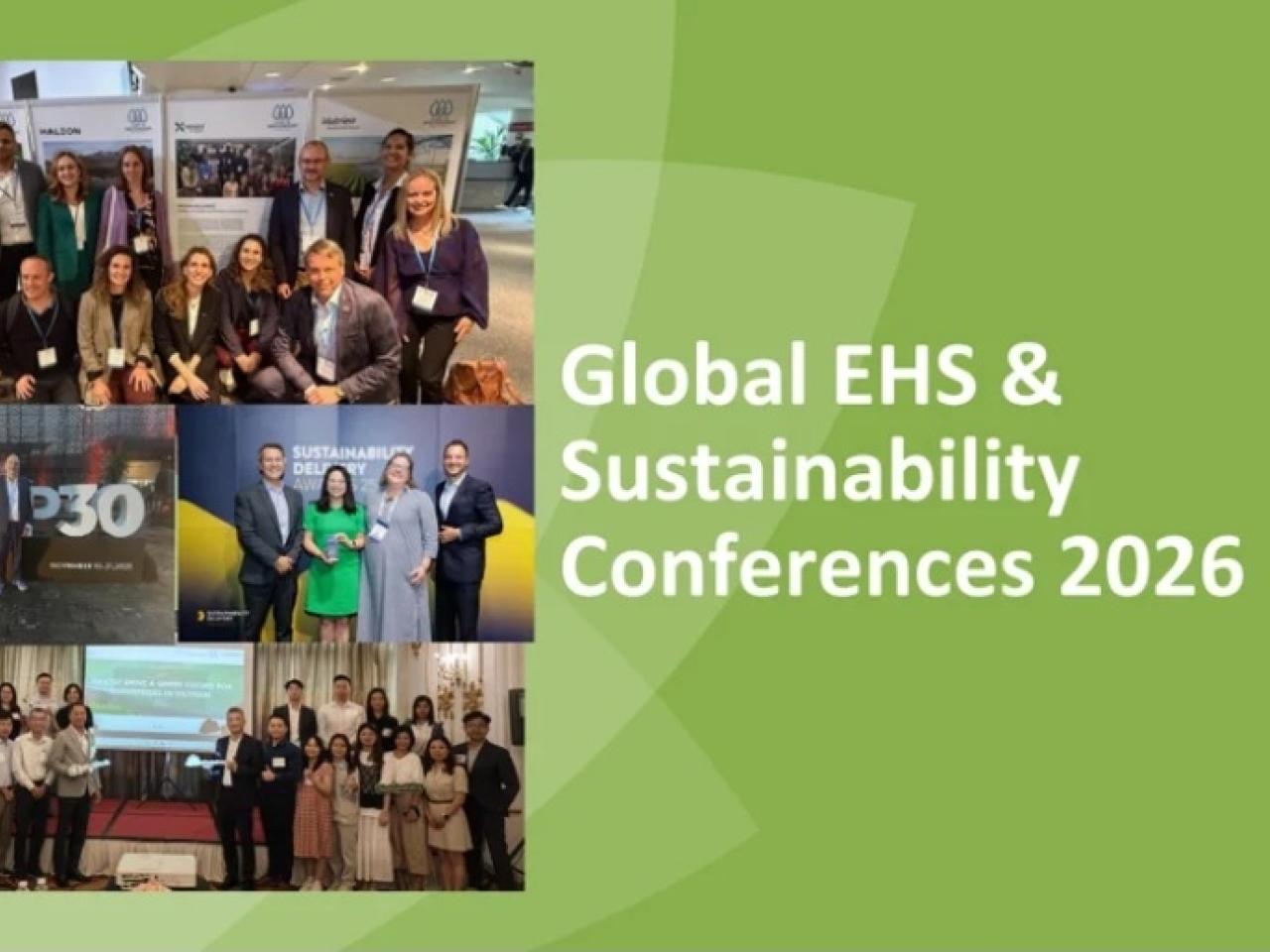 Banner with title text and group photos from events