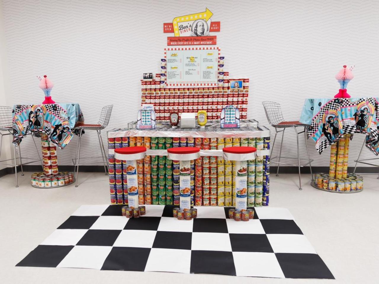 Short Hills CAN food drive sculpture.