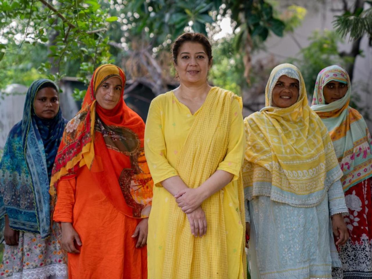 Group of powerful women standing together