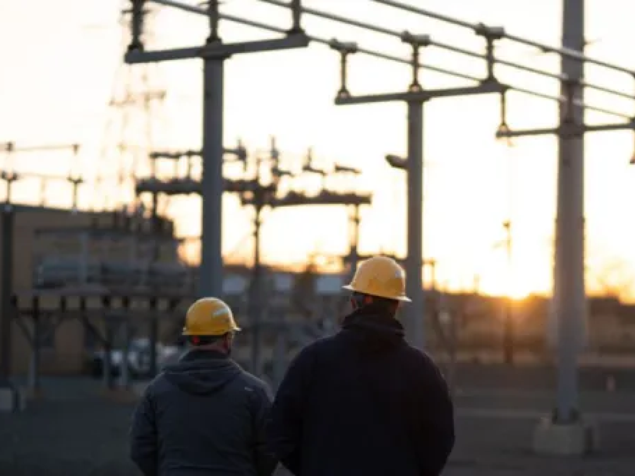 Workers in hard hats