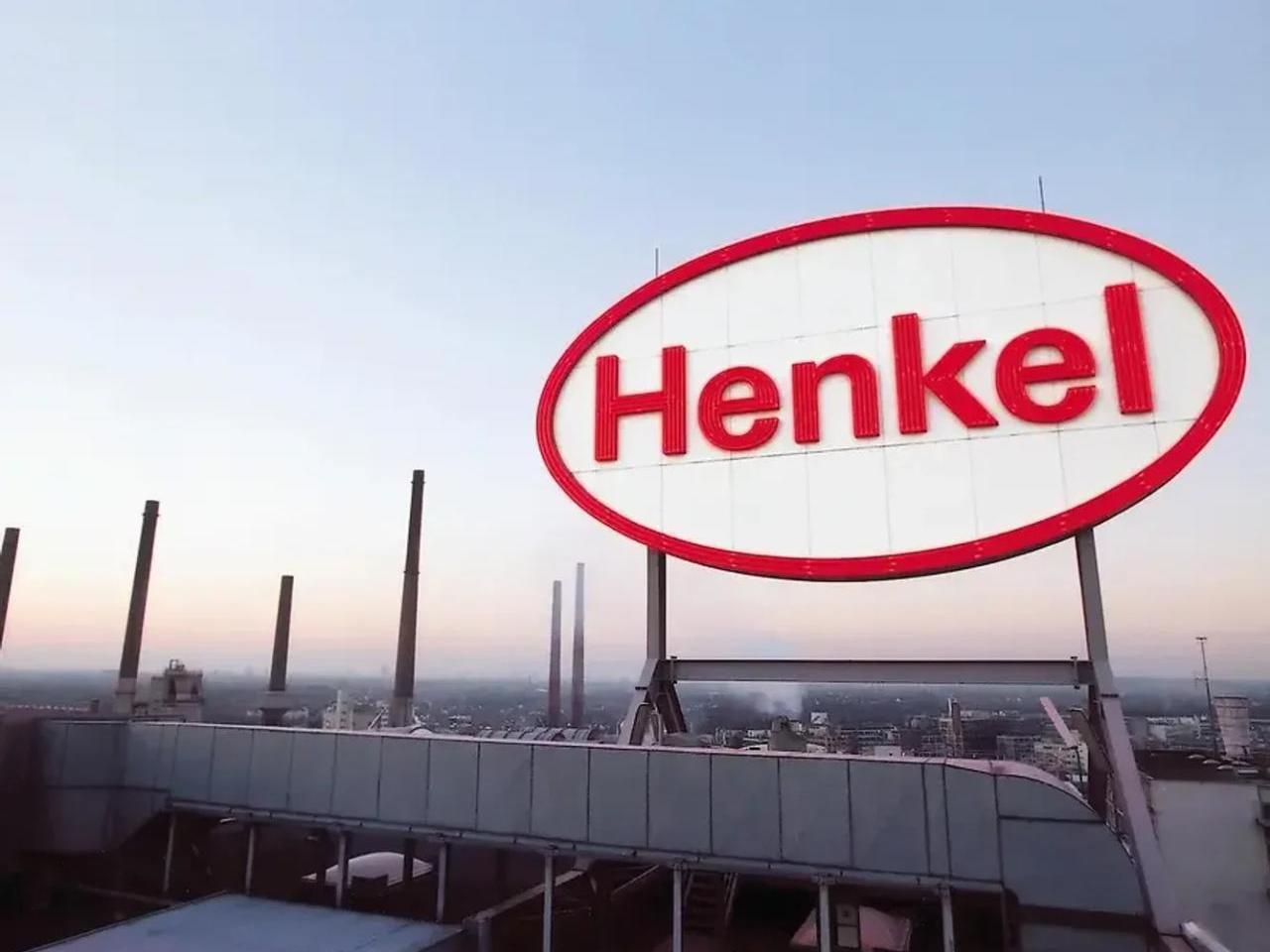 Henkel logo over large building