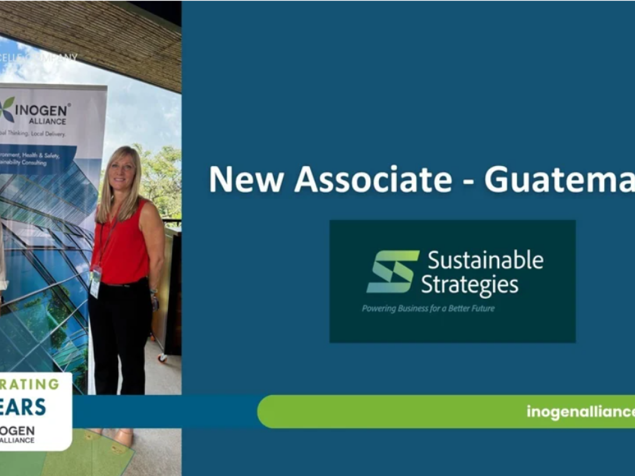 Image of Inogen Alliance and Sustainable Strategies members with the title of blog and Sustainable Strategies logo on the right side