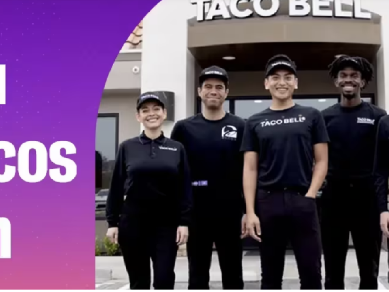 Group of employees standing outside a Taco Bell