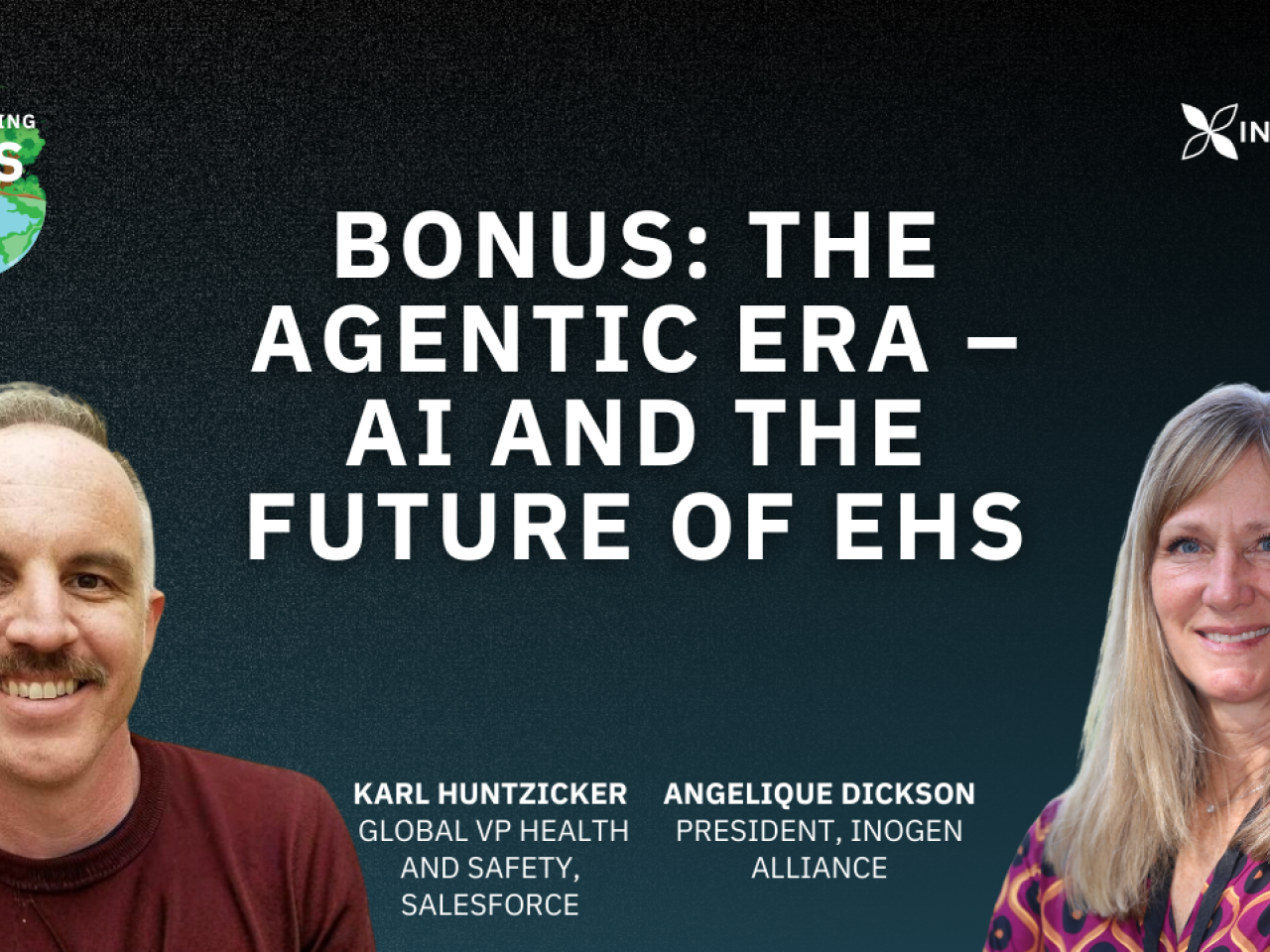 Photo showcasing the podcast title and guest speakers