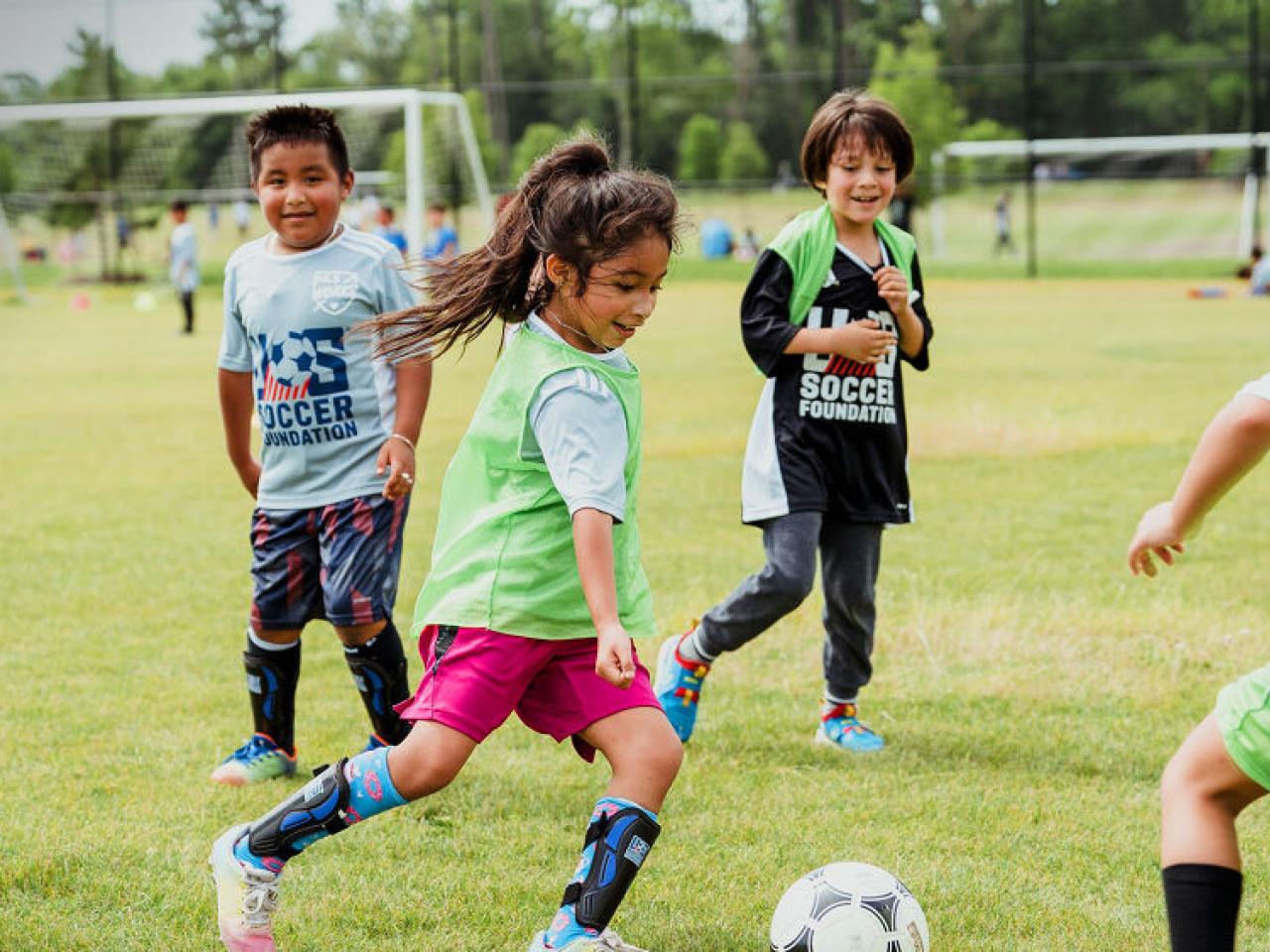 children playing soccer
