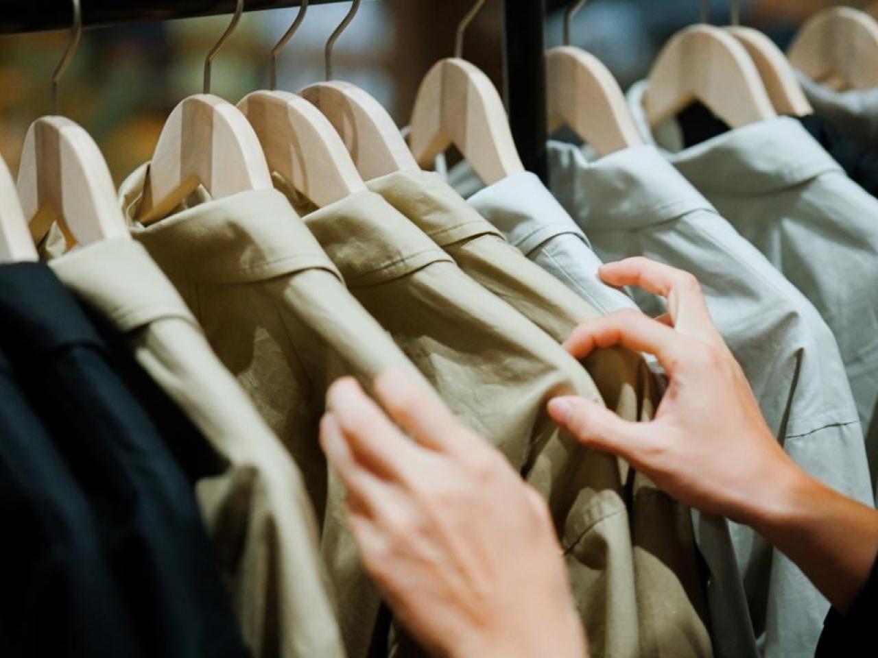 Close up of clothing rack