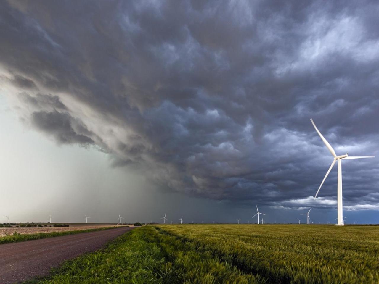 Storm looming over a field
