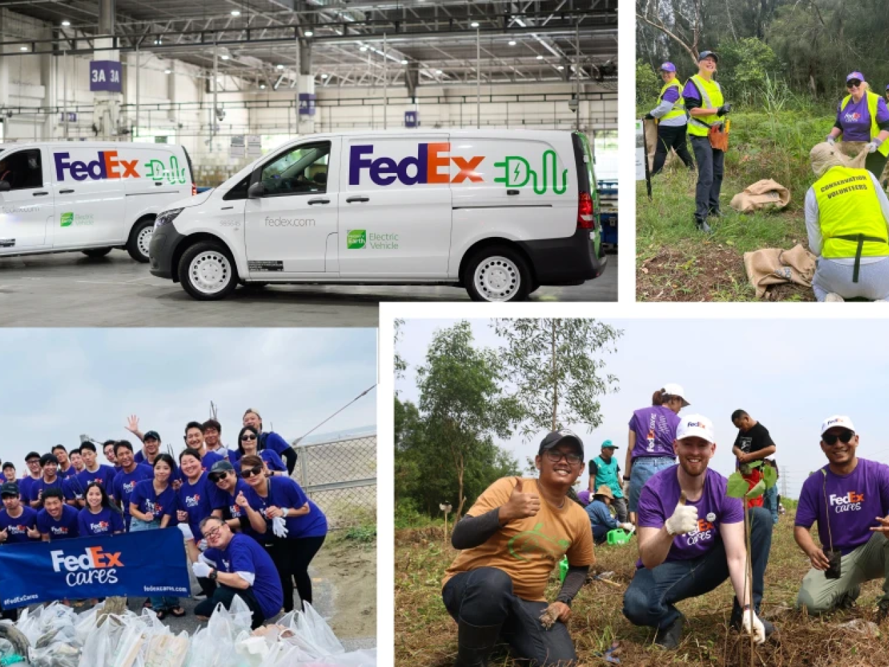 Collage of FedEx workers