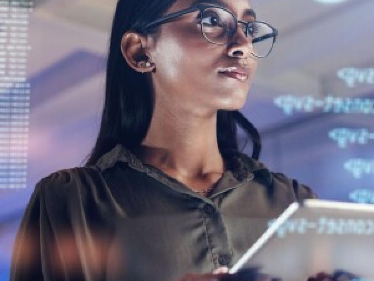 person looking at data on a screen
