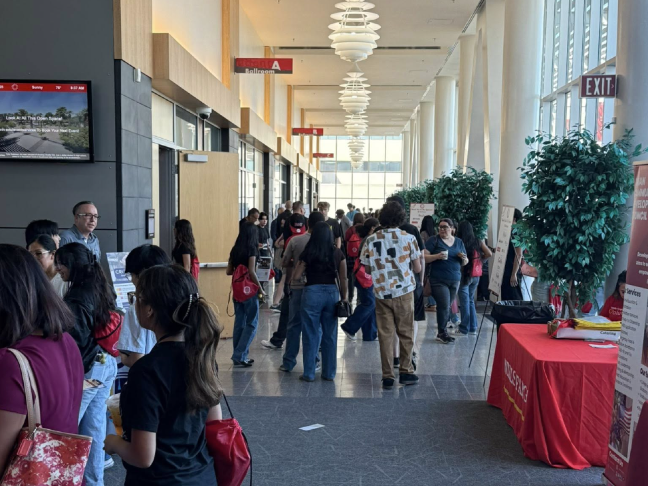 Students inside a building