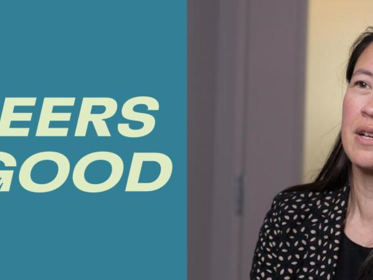 "Pioneers for Good" with image of Becky Kristopeit