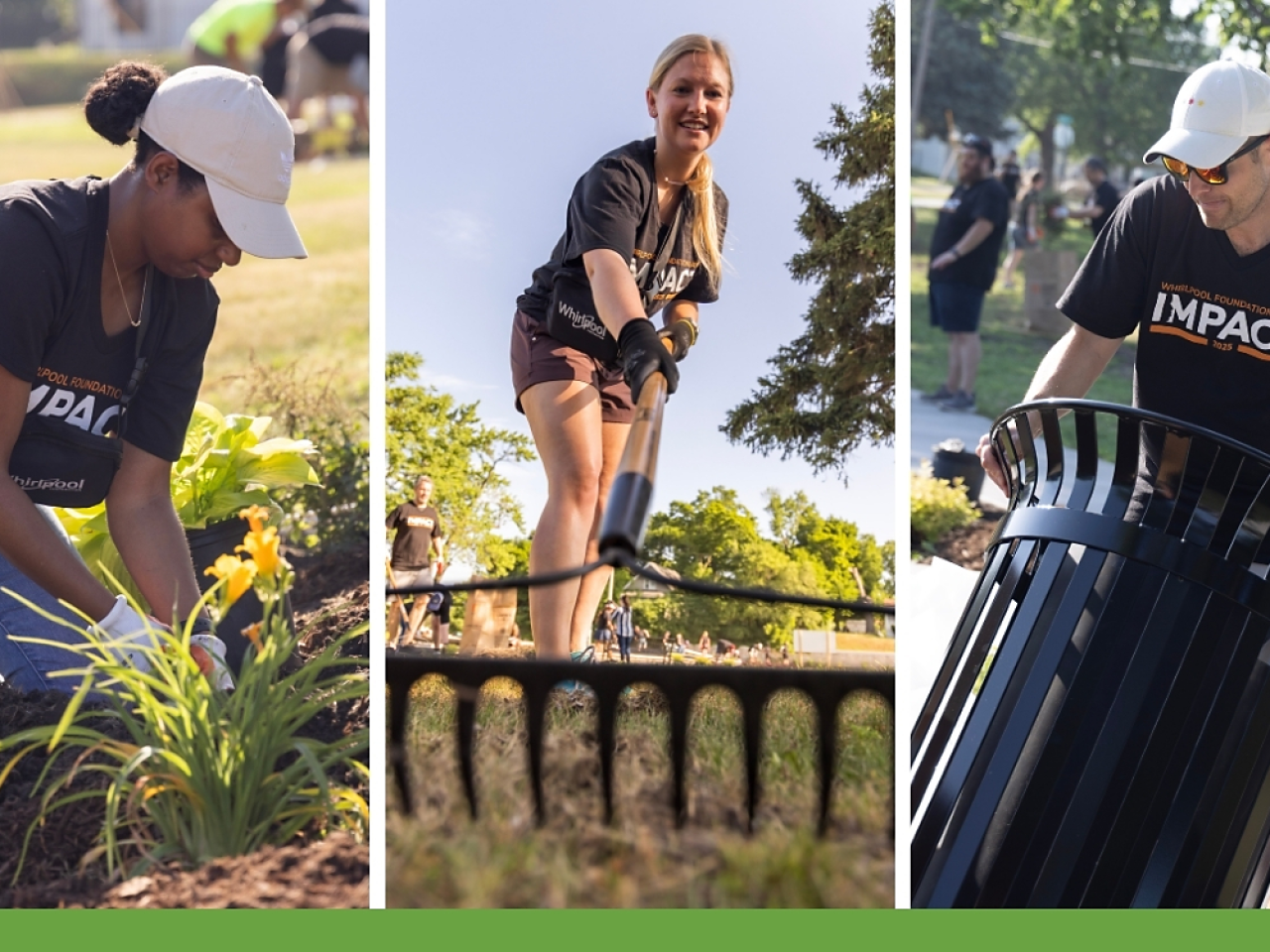 Collage of volunteers doing work