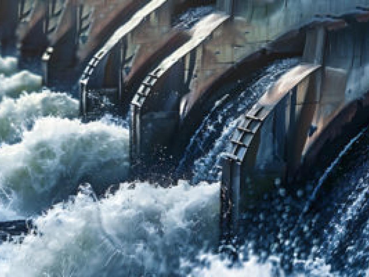 water running through dam