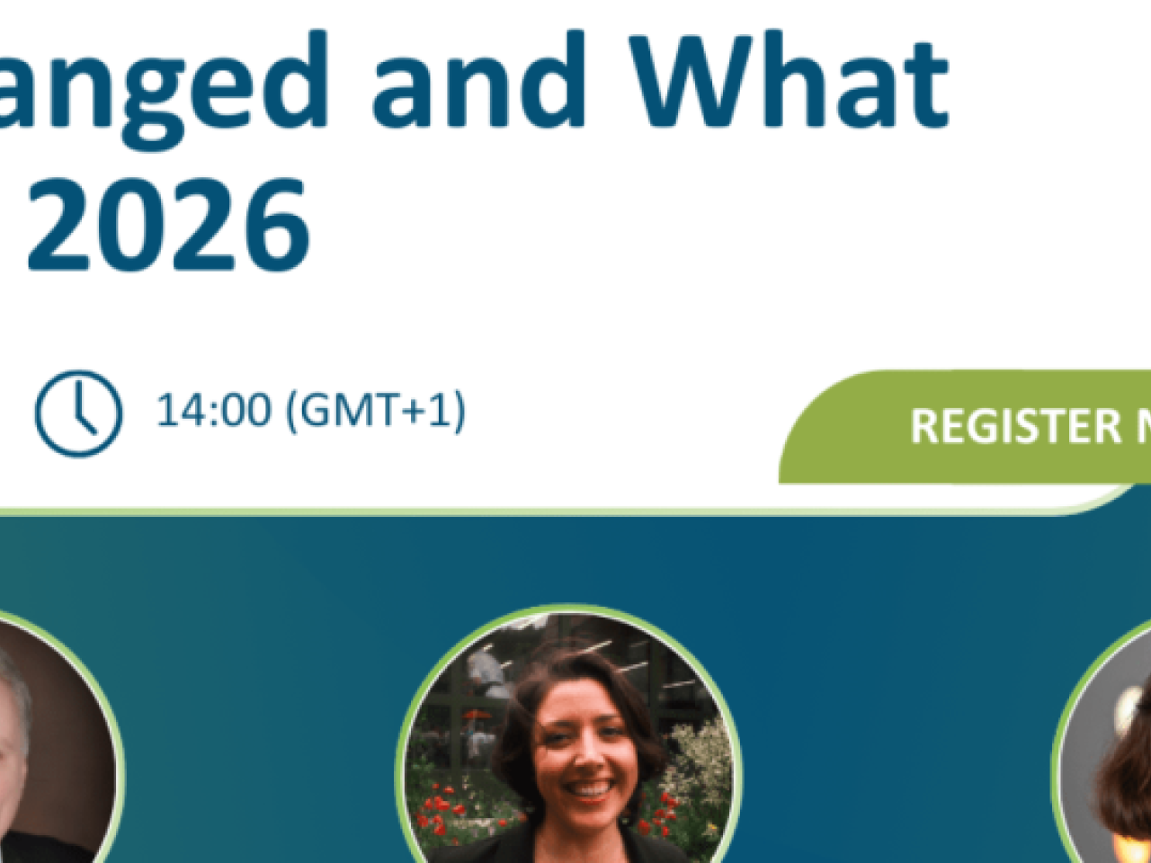 Photo showcasing the webinar title and guest speakers