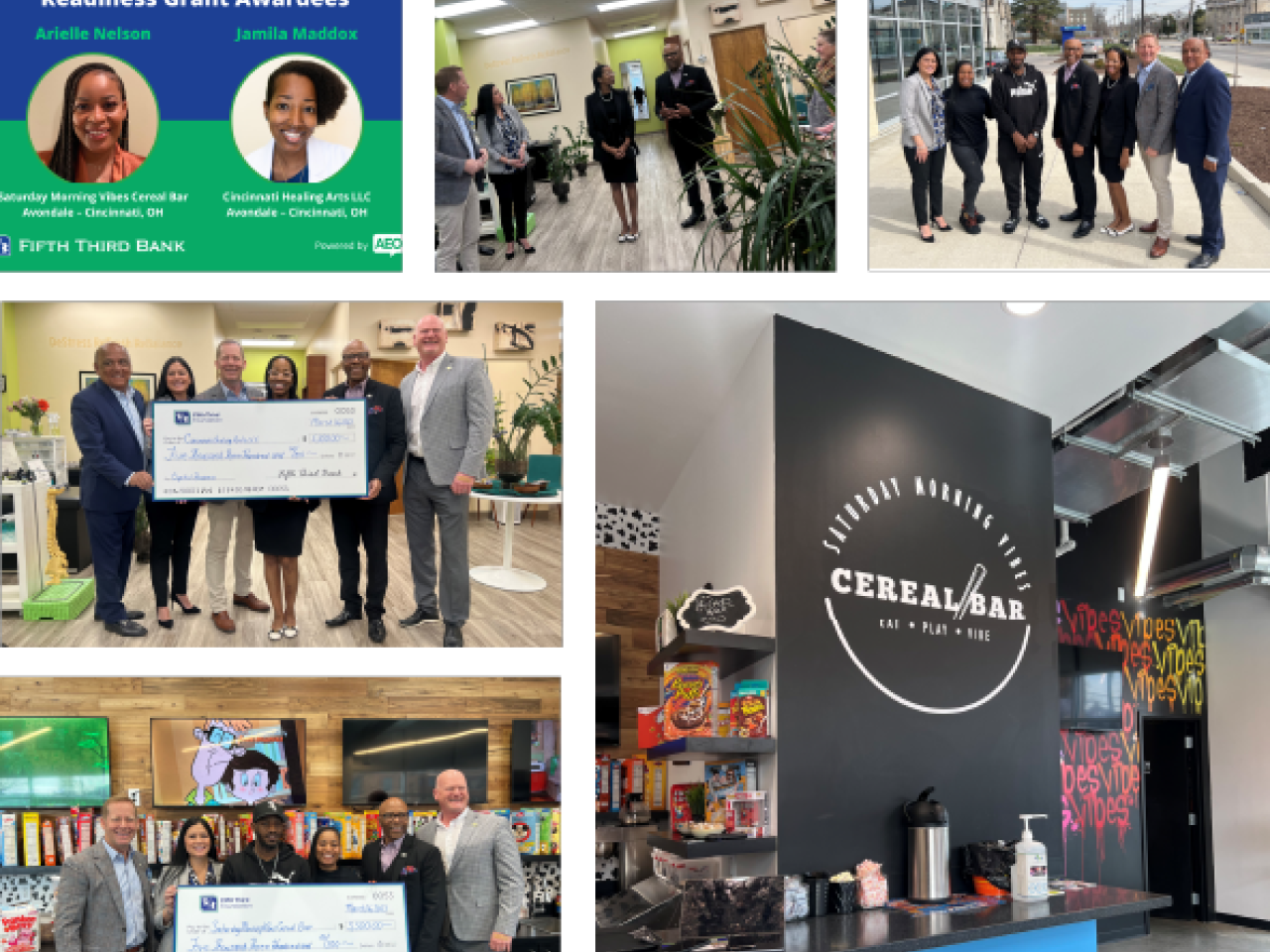 Collage of photos with text that reads "Congratulations! Empowering Black Futures Capital Readiness Grant Awardees. Arielle Nelson and Jamila Maddox
