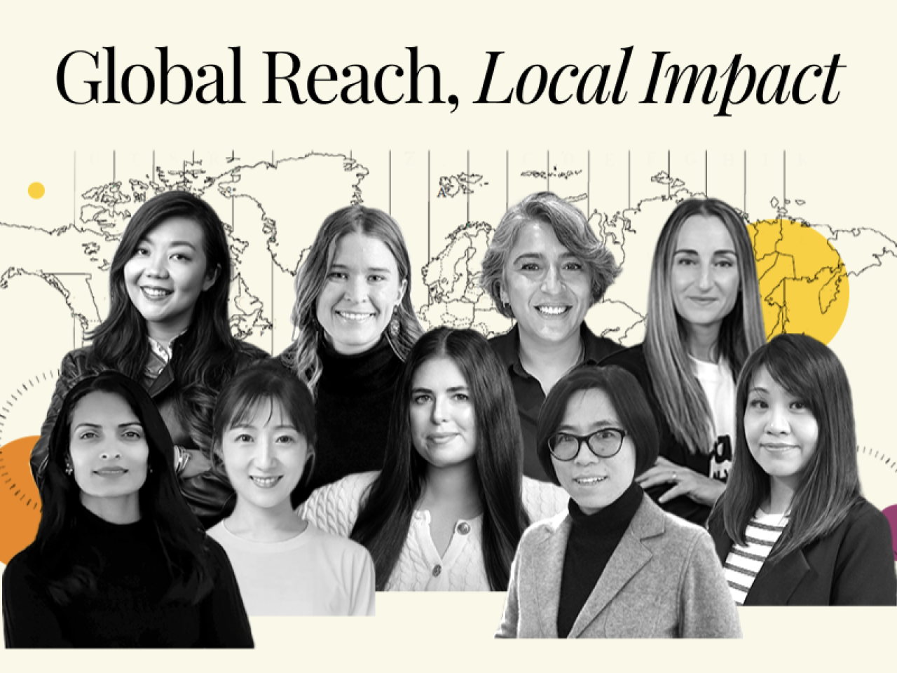 "Global Reach, Local Impact" with images of employees